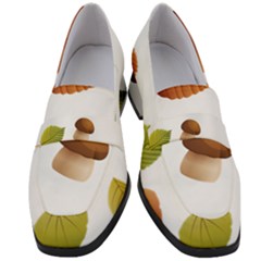 Leaves Mushrooms Women s Chunky Heel Loafers