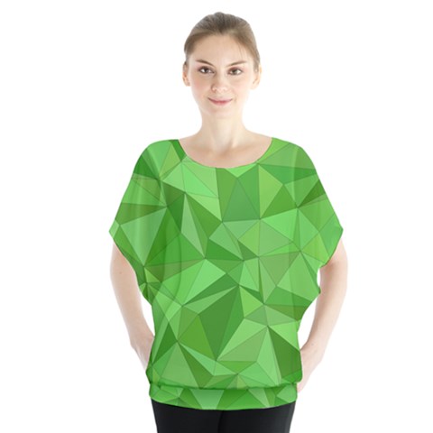 Mosaic Tile Geometrical Abstract Batwing Chiffon Blouse by Mariart