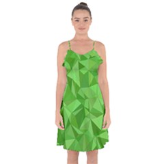 Mosaic Tile Geometrical Abstract Ruffle Detail Chiffon Dress by Mariart