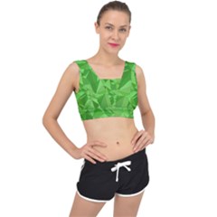 Mosaic Tile Geometrical Abstract V-back Sports Bra by Mariart