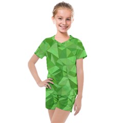 Mosaic Tile Geometrical Abstract Kids  Mesh Tee And Shorts Set