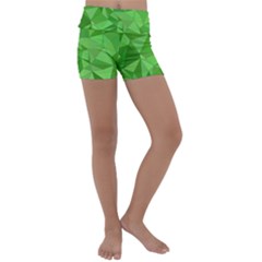 Mosaic Tile Geometrical Abstract Kids  Lightweight Velour Yoga Shorts