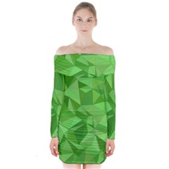 Mosaic Tile Geometrical Abstract Long Sleeve Off Shoulder Dress by Mariart