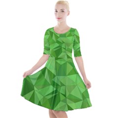 Mosaic Tile Geometrical Abstract Quarter Sleeve A-line Dress