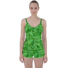 Mosaic Tile Geometrical Abstract Tie Front Two Piece Tankini