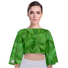 Mosaic Tile Geometrical Abstract Tie Back Butterfly Sleeve Chiffon Top