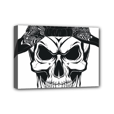 Kerchief Human Skull Mini Canvas 7  X 5  (stretched) by Mariart