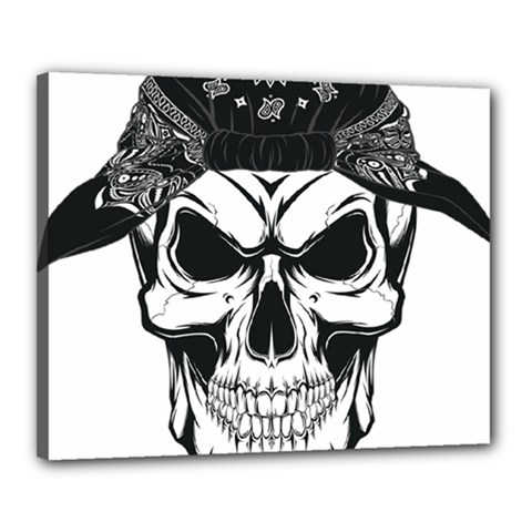 Kerchief Human Skull Canvas 20  X 16  (stretched)