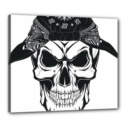 Kerchief Human Skull Canvas 24  X 20  (stretched) by Mariart