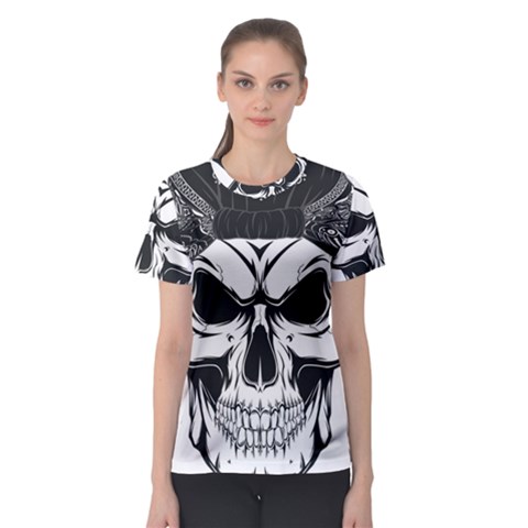 Kerchief Human Skull Women s Sport Mesh Tee by Mariart