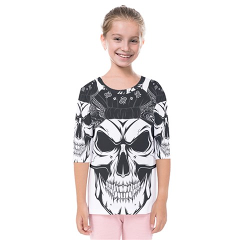 Kerchief Human Skull Kids  Quarter Sleeve Raglan Tee by Mariart