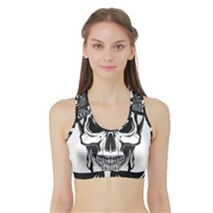 Kerchief Human Skull Sports Bra With Border by Mariart