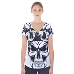 Kerchief Human Skull Short Sleeve Front Detail Top by Mariart