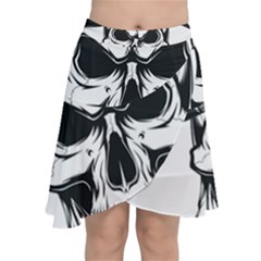 Kerchief Human Skull Chiffon Wrap Front Skirt