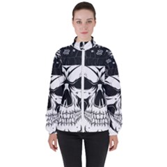 Kerchief Human Skull High Neck Windbreaker (women)