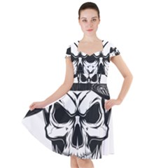 Kerchief Human Skull Cap Sleeve Midi Dress