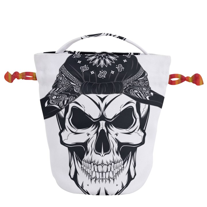 Kerchief Human Skull Drawstring Bucket Bag