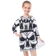 Kerchief Human Skull Kids  Quarter Sleeve Shirt Dress