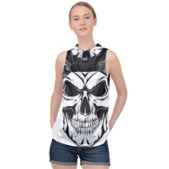 Kerchief Human Skull High Neck Satin Top