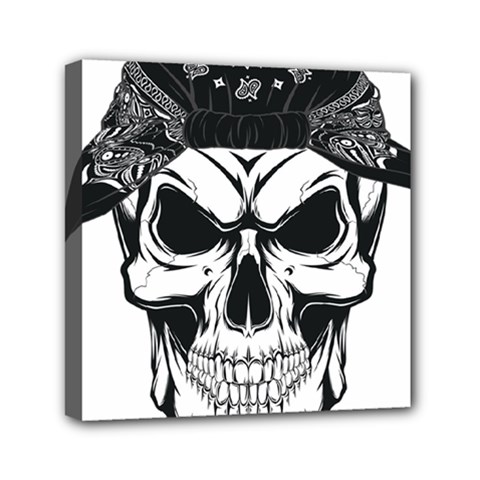 Kerchief Human Skull Mini Canvas 6  X 6  (stretched) by Mariart