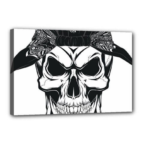 Kerchief Human Skull Canvas 18  X 12  (stretched) by Mariart