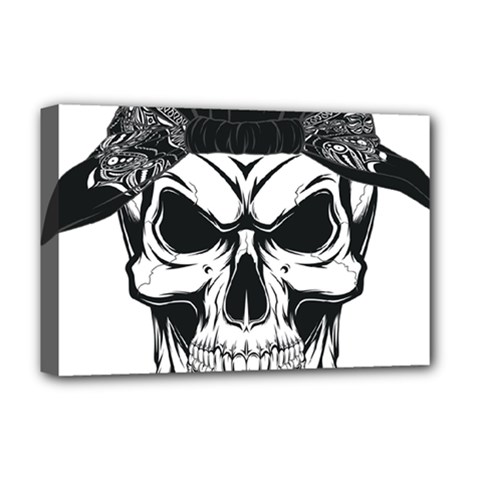 Kerchief Human Skull Deluxe Canvas 18  X 12  (stretched) by Mariart