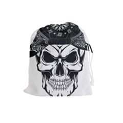 Kerchief Human Skull Drawstring Pouch (large) by Mariart