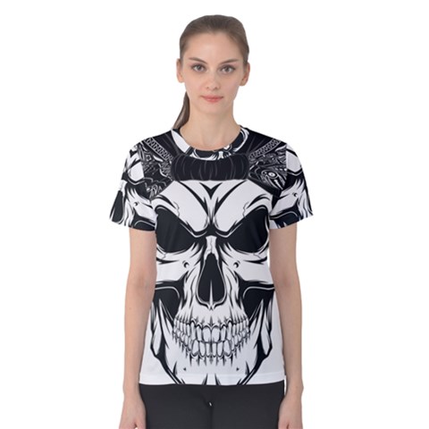 Kerchief Human Skull Women s Cotton Tee by Mariart