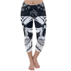 Kerchief Human Skull Capri Winter Leggings  by Mariart