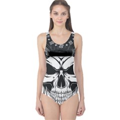 Kerchief Human Skull One Piece Swimsuit by Mariart