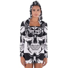 Kerchief Human Skull Long Sleeve Hooded T-shirt by Mariart