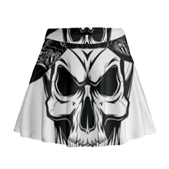 Kerchief Human Skull Mini Flare Skirt by Mariart