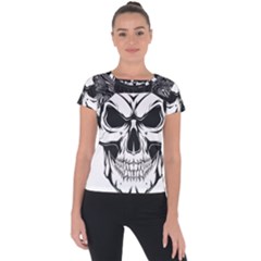 Kerchief Human Skull Short Sleeve Sports Top  by Mariart