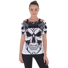 Kerchief Human Skull Shoulder Cut Out Short Sleeve Top by Mariart