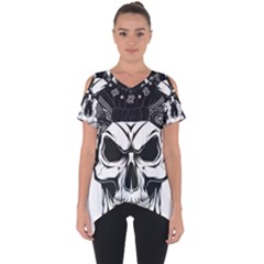 Kerchief Human Skull Cut Out Side Drop Tee by Mariart