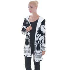 Kerchief Human Skull Longline Hooded Cardigan