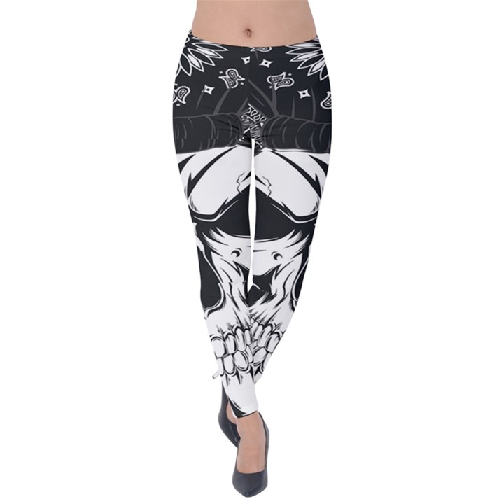 Kerchief Human Skull Velvet Leggings