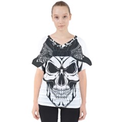 Kerchief Human Skull V-neck Dolman Drape Top by Mariart