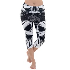 Kerchief Human Skull Lightweight Velour Capri Yoga Leggings