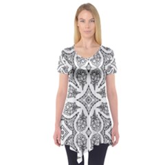 Mandala Line Art Short Sleeve Tunic  by Mariart