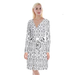 Mandala Line Art Long Sleeve Velvet Front Wrap Dress by Mariart