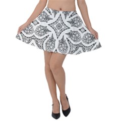 Mandala Line Art Velvet Skater Skirt by Mariart