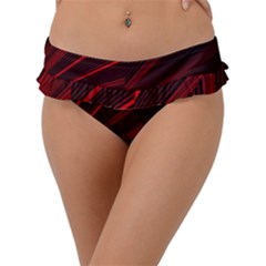 Line Geometric Red Object Tinker Frill Bikini Bottom