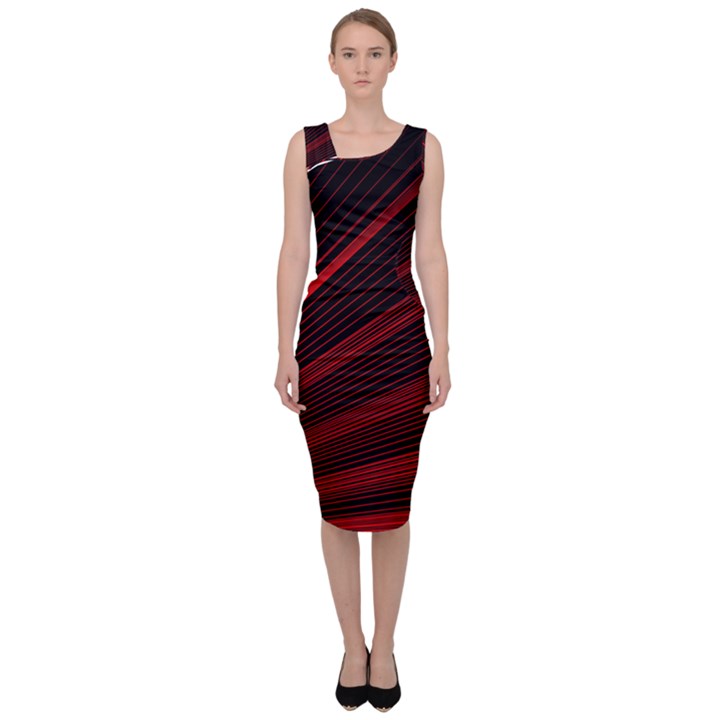 Line Geometric Red Object Tinker Sleeveless Pencil Dress