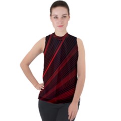 Line Geometric Red Object Tinker Mock Neck Chiffon Sleeveless Top by Mariart