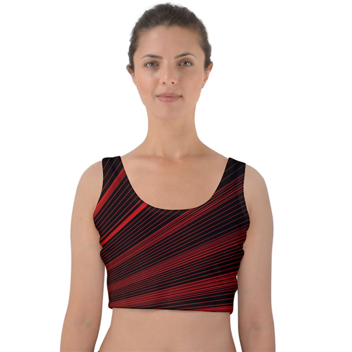 Line Geometric Red Object Tinker Velvet Crop Top