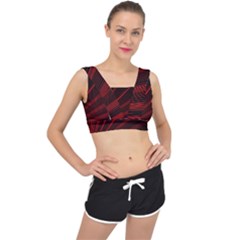 Line Geometric Red Object Tinker V-back Sports Bra by Mariart