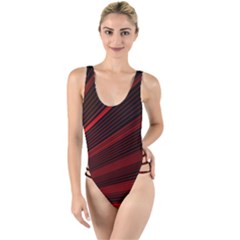 Line Geometric Red Object Tinker High Leg Strappy Swimsuit