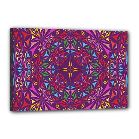 Kaleidoscope Triangle Pattern Canvas 18  X 12  (stretched) by Mariart