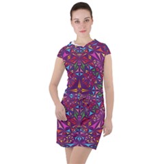 Kaleidoscope Triangle Pattern Drawstring Hooded Dress